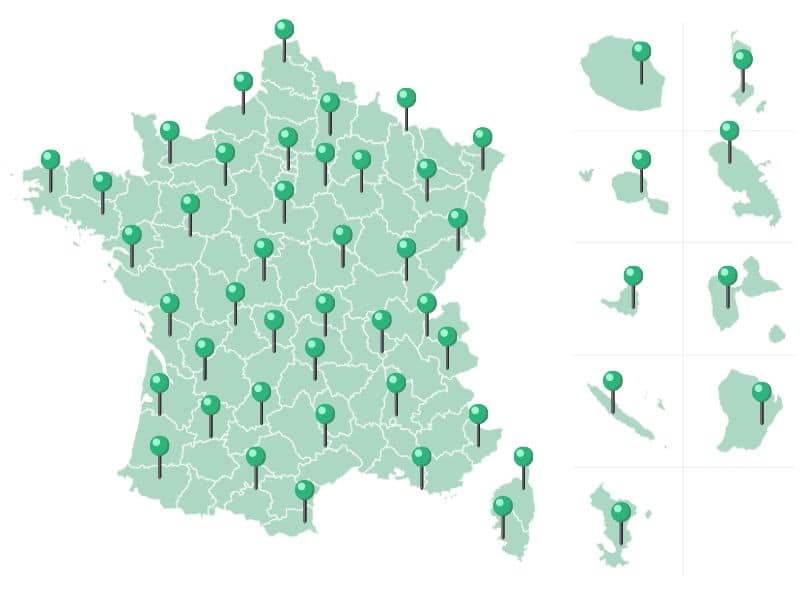 carte de France de gestion des multisites