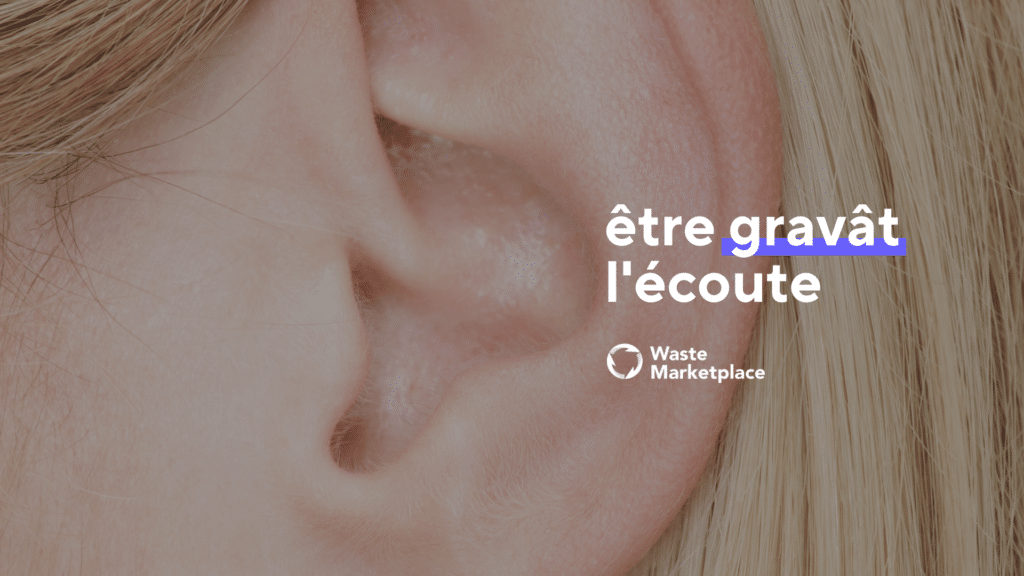 affiches jeu de mots Waste marketplace Être gravât l'écoute